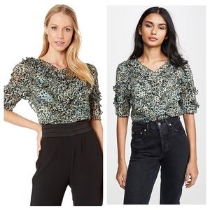 NEW Rebecca Taylor Silk Short Sleeve Lynx Top